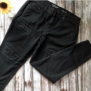 Jennifer Lopez super skinny black distressed jeans